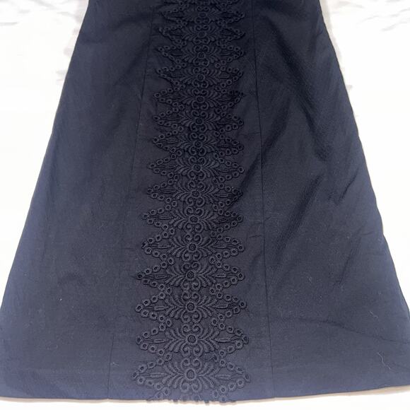 Boden Dress Sheath US Size 6R Black Sleeveless Front Lace Detail Lined Classic - Picture 3 of 14